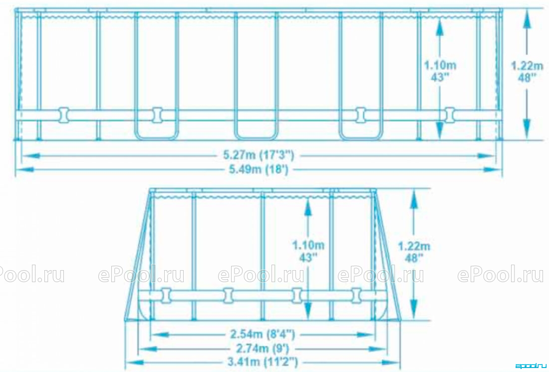 Длина бассейна 8 м ширина. 549 274 122 Bestway схема.